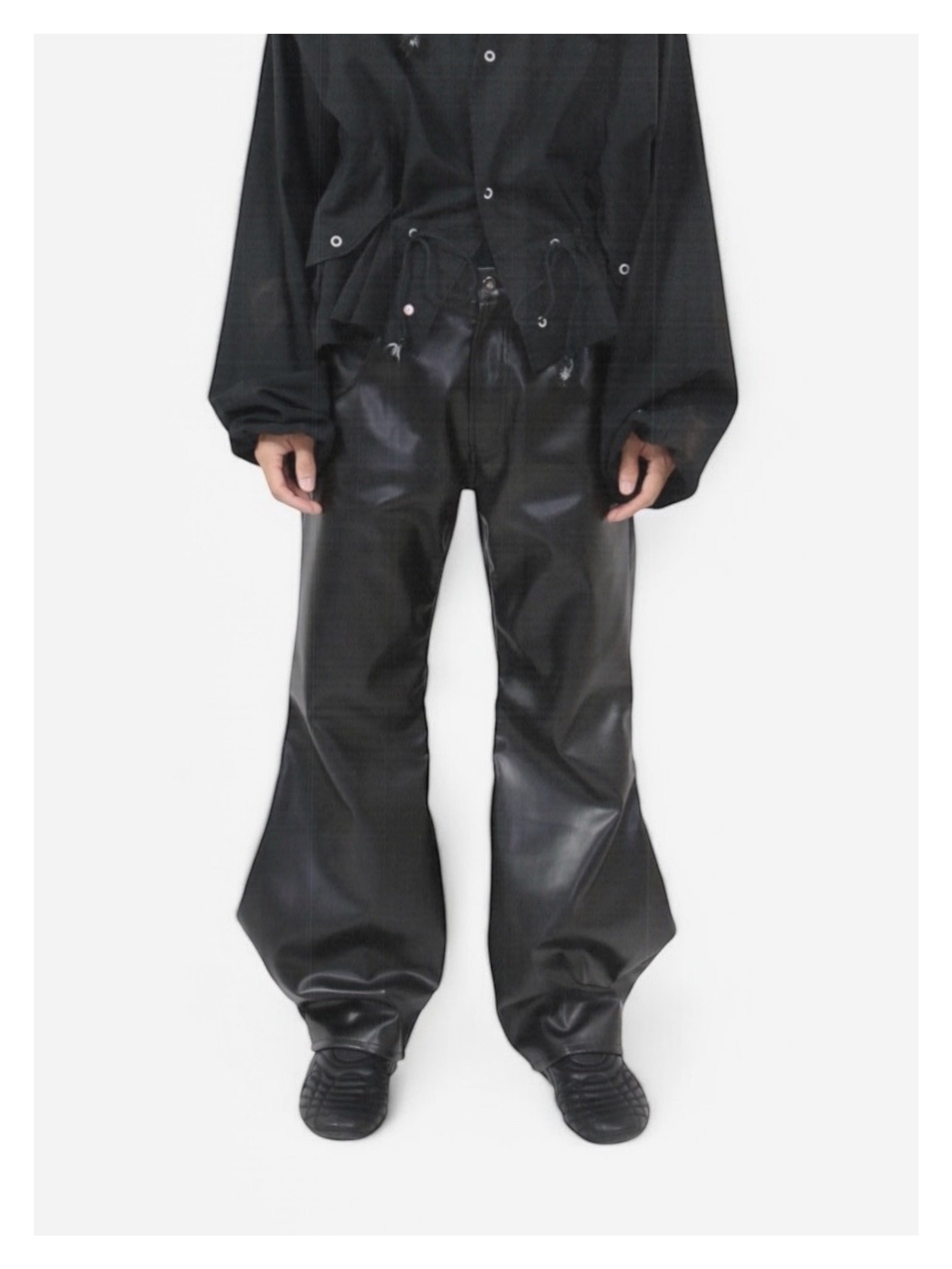 NAM 25aw トランペットレザーパンツ NAM「#MAN-209 TRUMPET PANTS FAUX LEATHER BLACK」 – SISTER