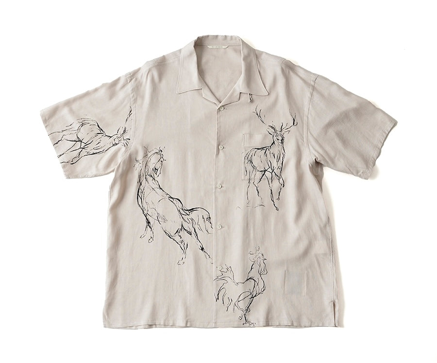 週末限定価格！OLD JOE オールドジョー ANIMAL DRAWING OLD JOE BRAND.「ORIGINAL PRINTED OPEN COLLAR SHIRTS (ANIMAL