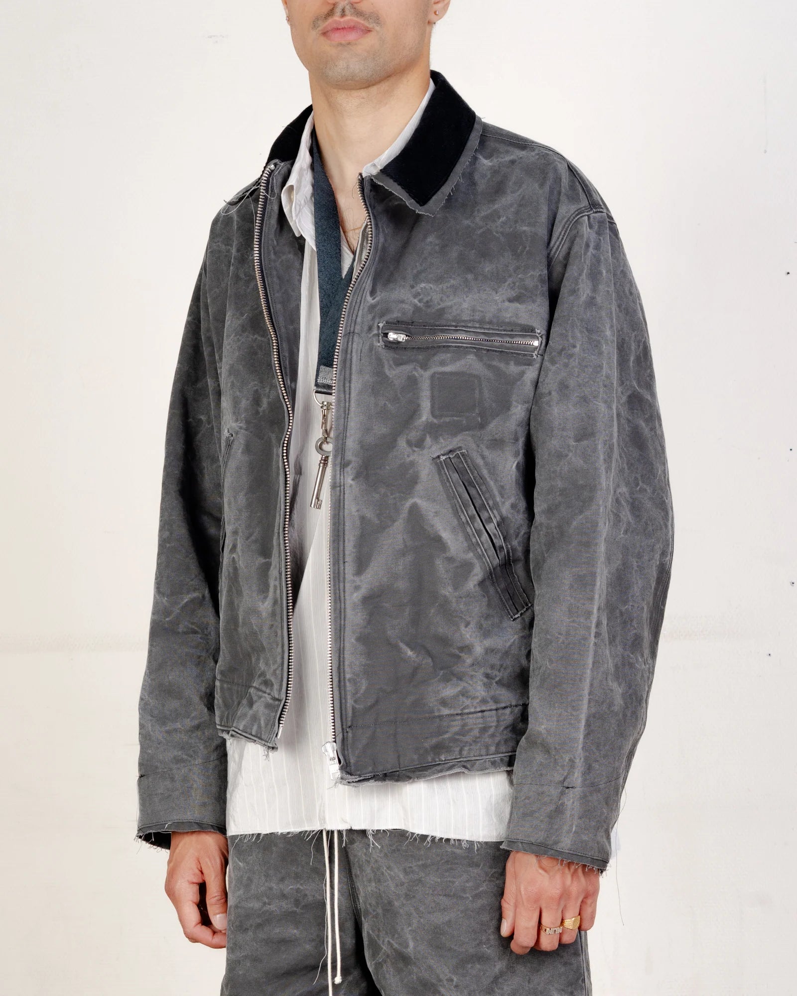 CAMIEL FORTGENS 「CF.21.10.01.02 WORKER JACKET WASHED CANVAS BLACK 