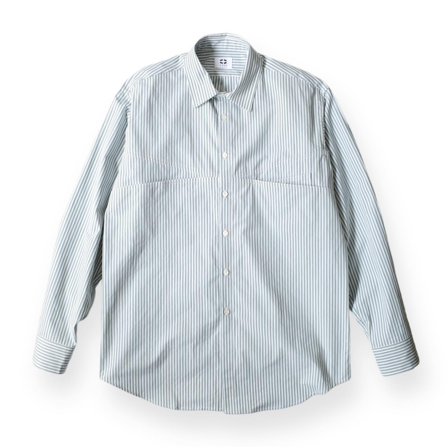 P A C S 「FRANCOIS SHIRTS / SAGE GREEN STRIPE」