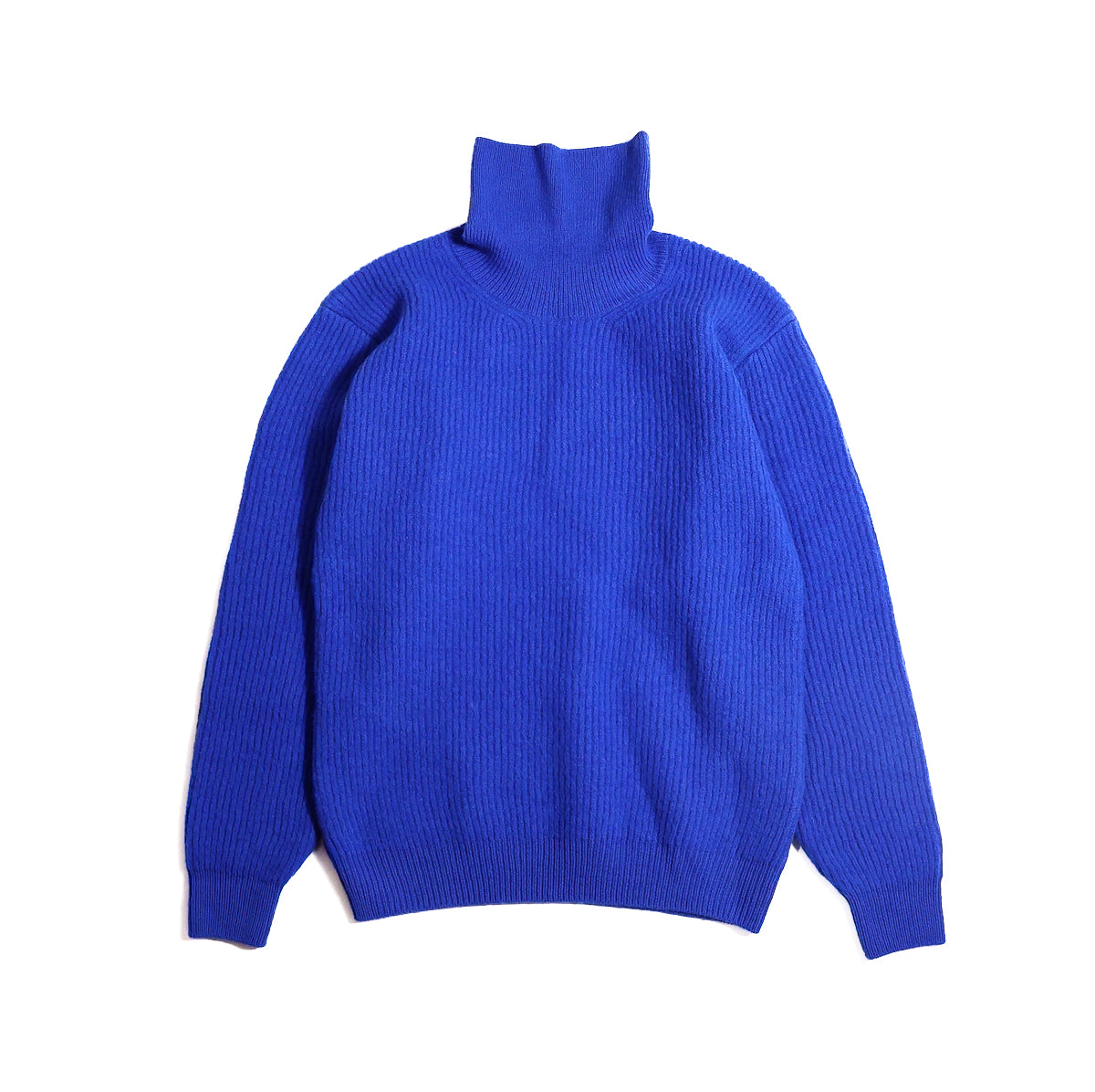 AURALEE 「MILLED FRENCH MERINO RIB KNIT TURTLE / ROYAL BLUE」