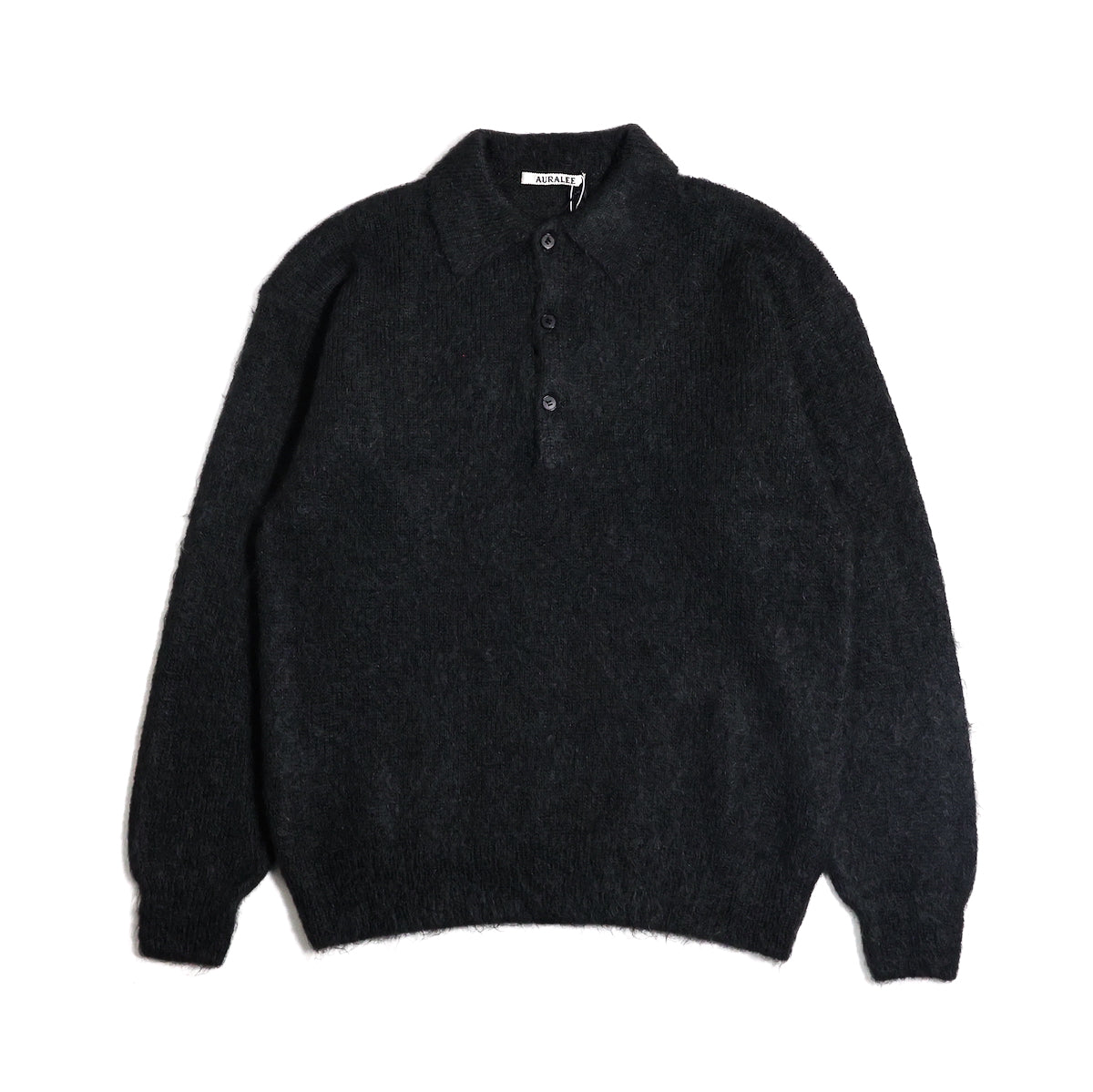 AURALEE 「BRUSHED SUPER KID MOHAIR KNIT POLO - INK BLACK」 – SISTER