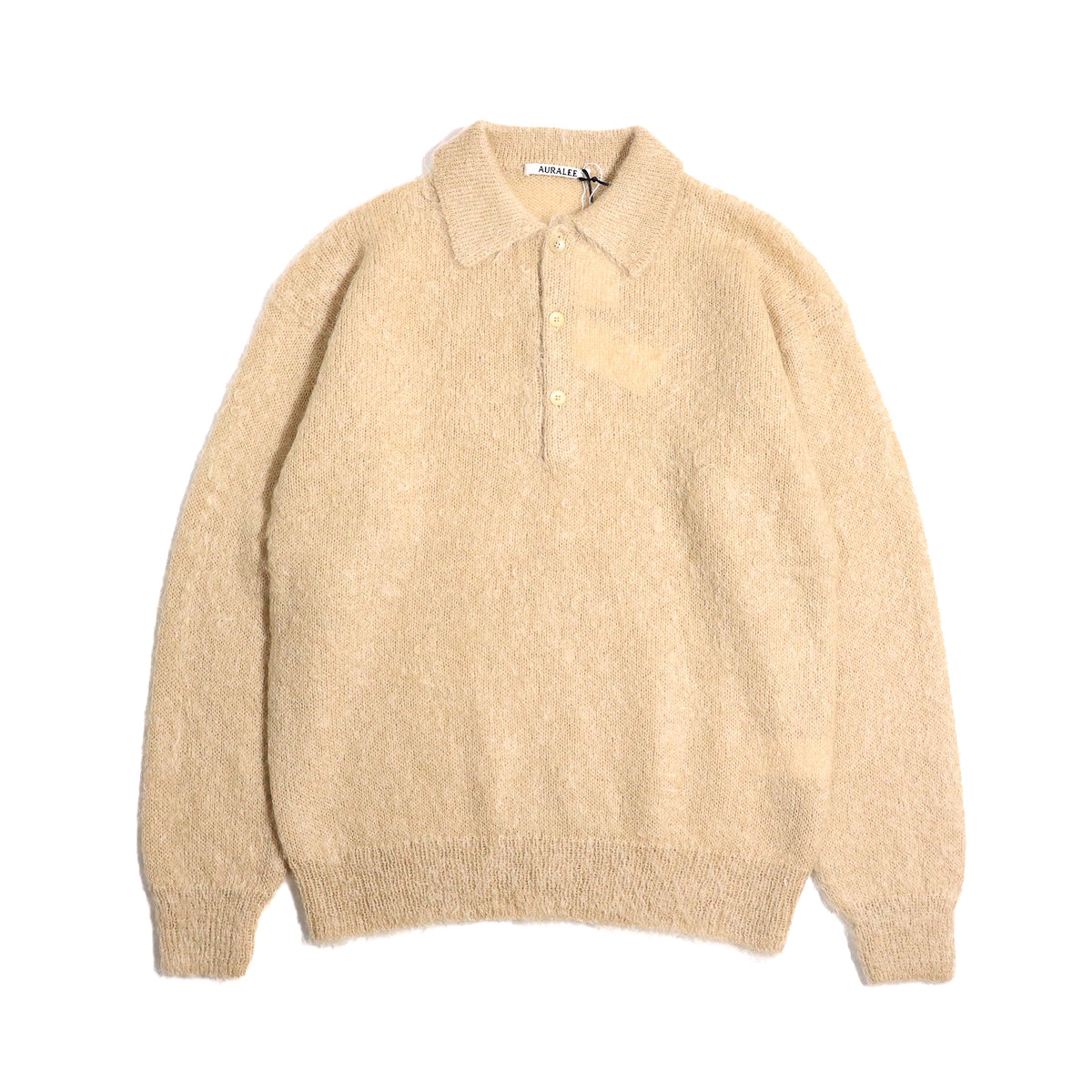 AURALEE 「BRUSHED SUPER KID MOHAIR KNIT POLO - BEIGE」 – SISTER