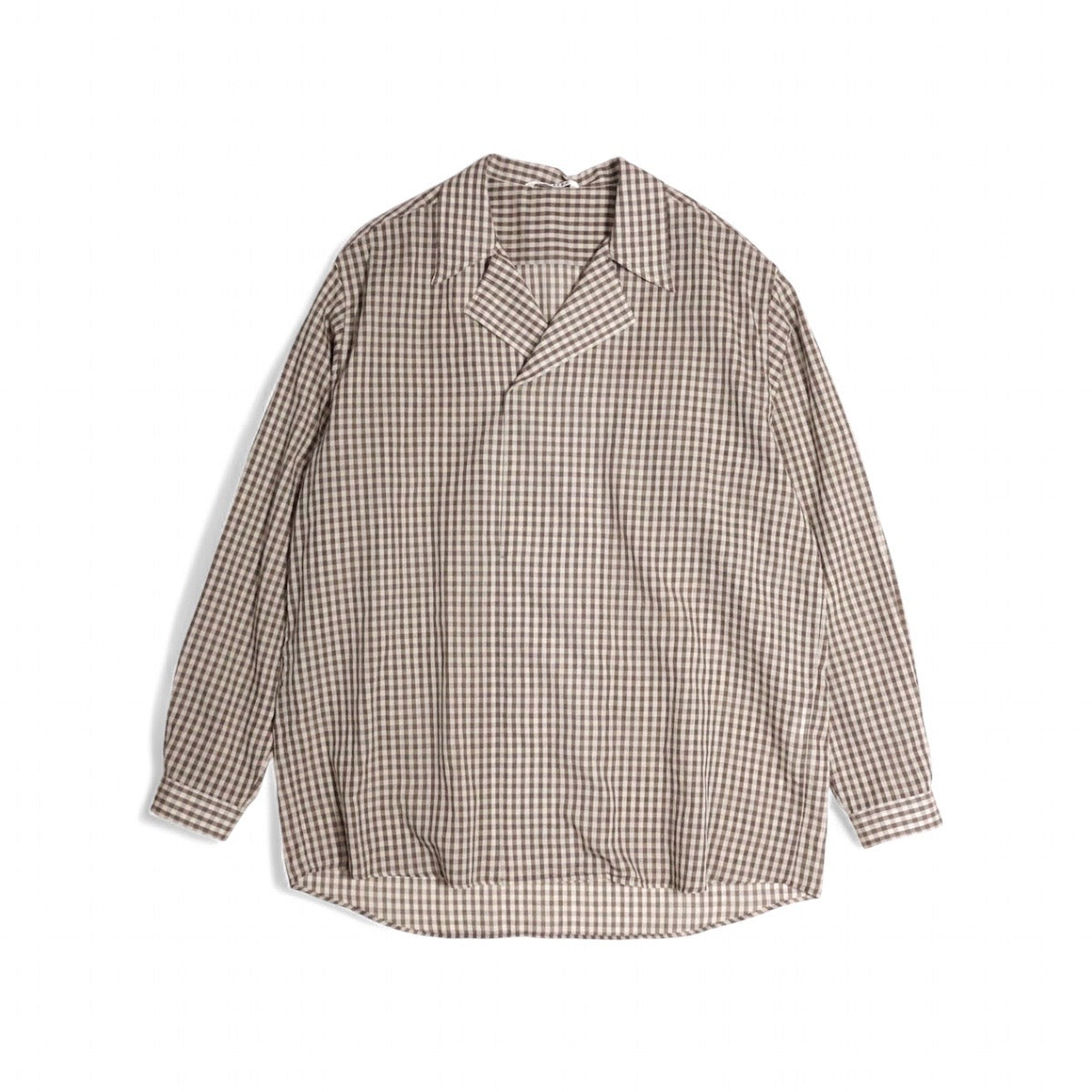 AURALEE 「AIRY LIGHT COTTON CHECK P/O SHIRT / BROWN GINGHAM CHECK