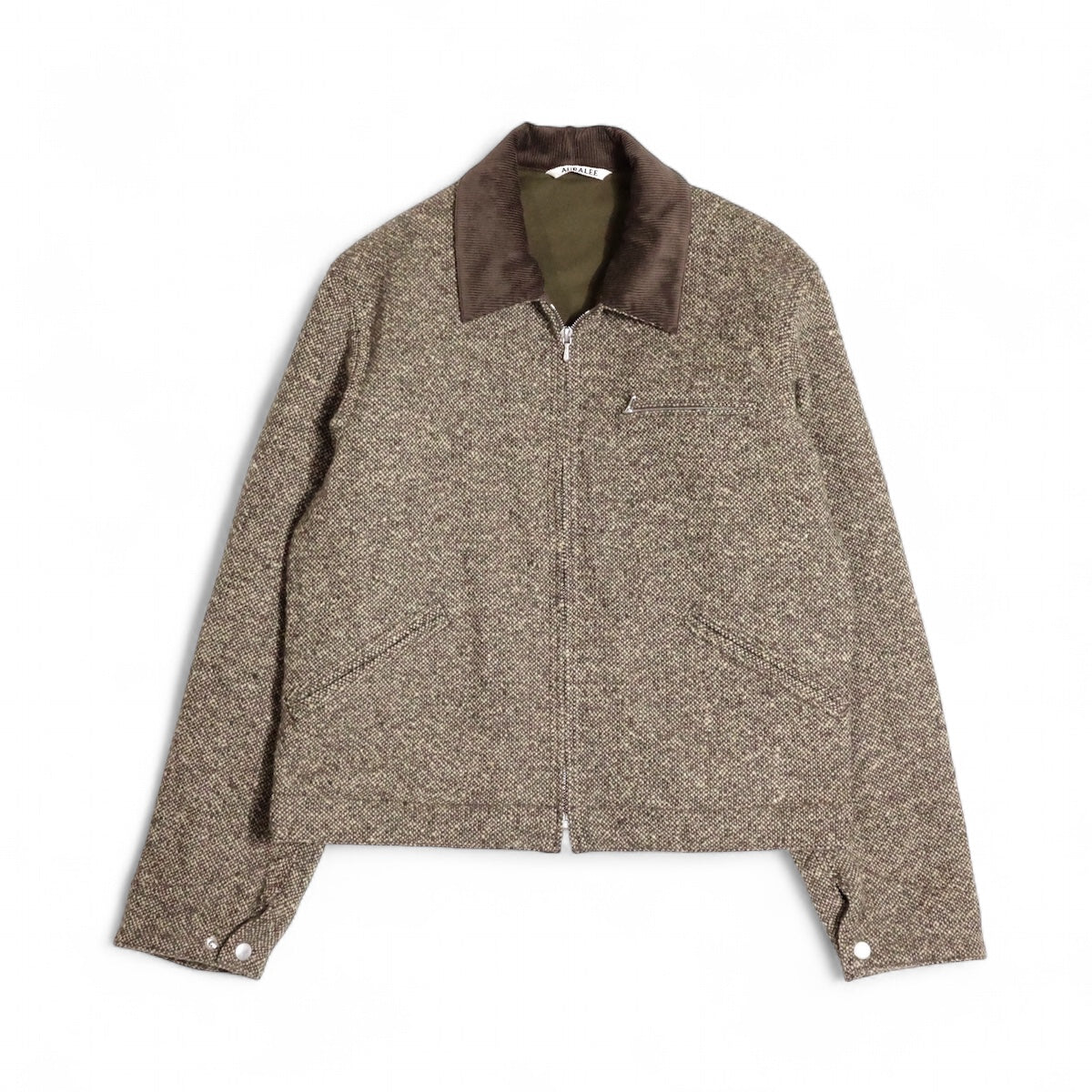ジャケット・アウター AURALEE SPUN TWEED ZIP BLOUSON BROWN Auralee Homespun Tweed Zip Blouson | Garmentory