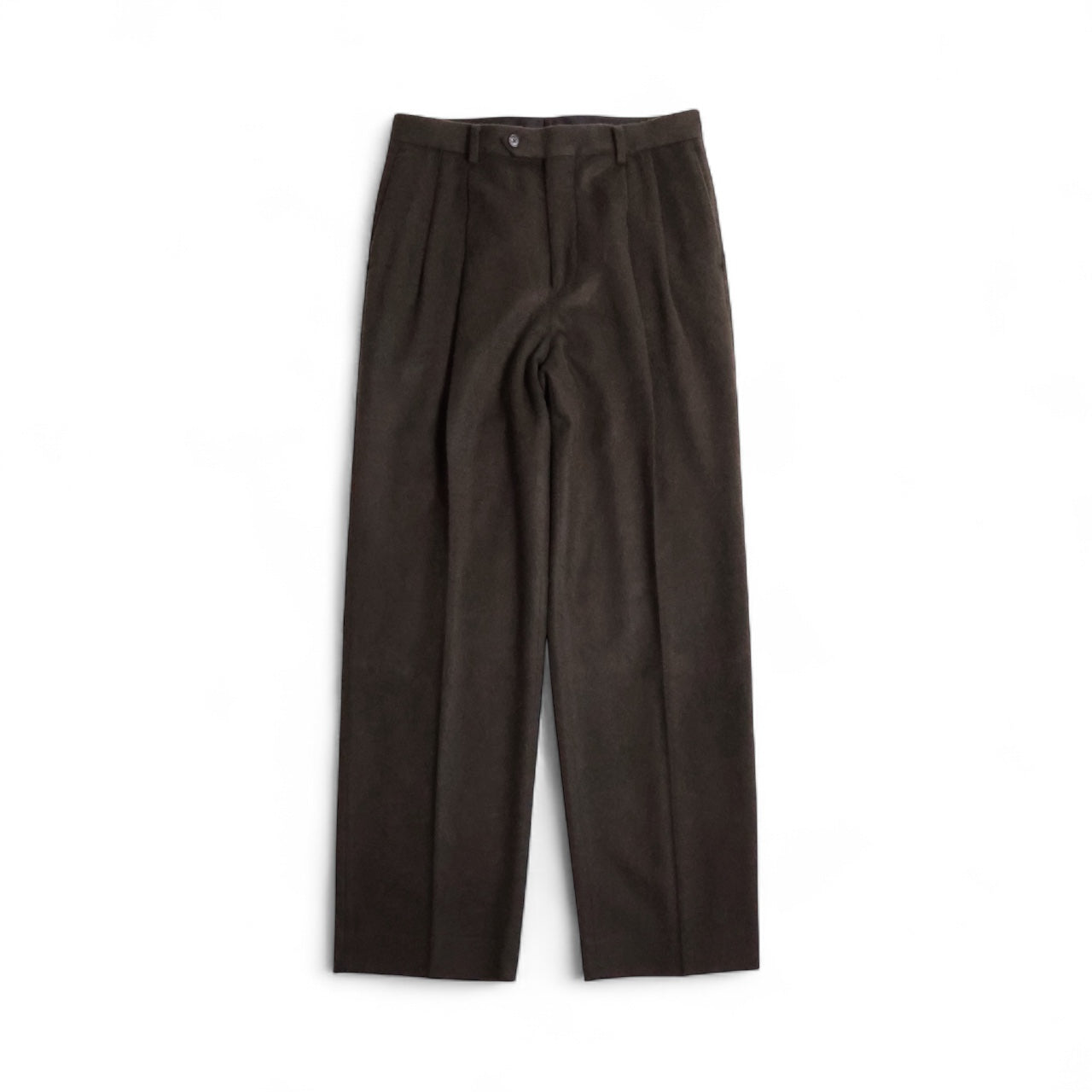 AURALEE「BABY CAMEL FLANNEL TWO-TUCK SLACKS / DARK BROWN」 – SISTER