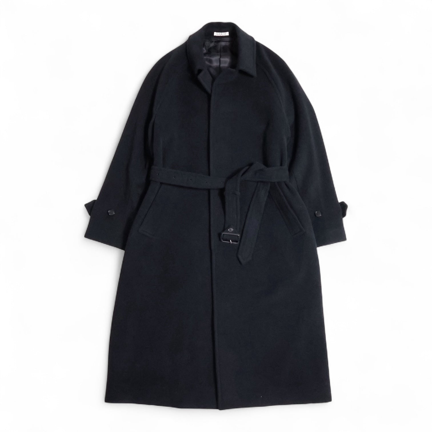 AURALEE 「SUPER FINE WOOL MOSSER SOUTIEN COLLAR COAT / BLACK