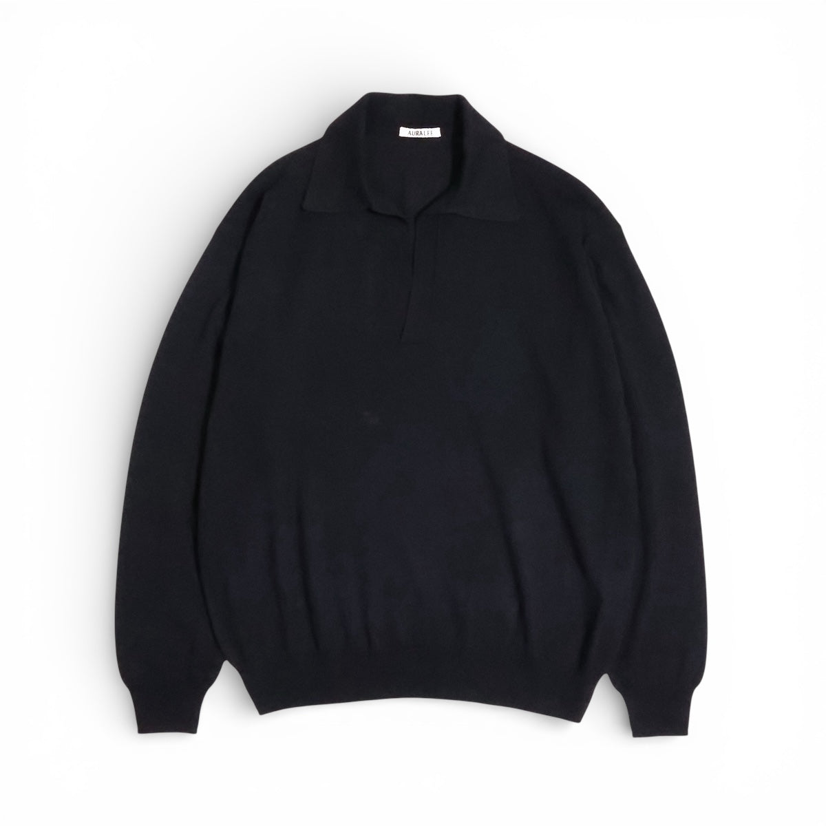 AURALEE 「SUPER FINE CASHMERE SILK KNIT SKIPPER POLO / BLACK