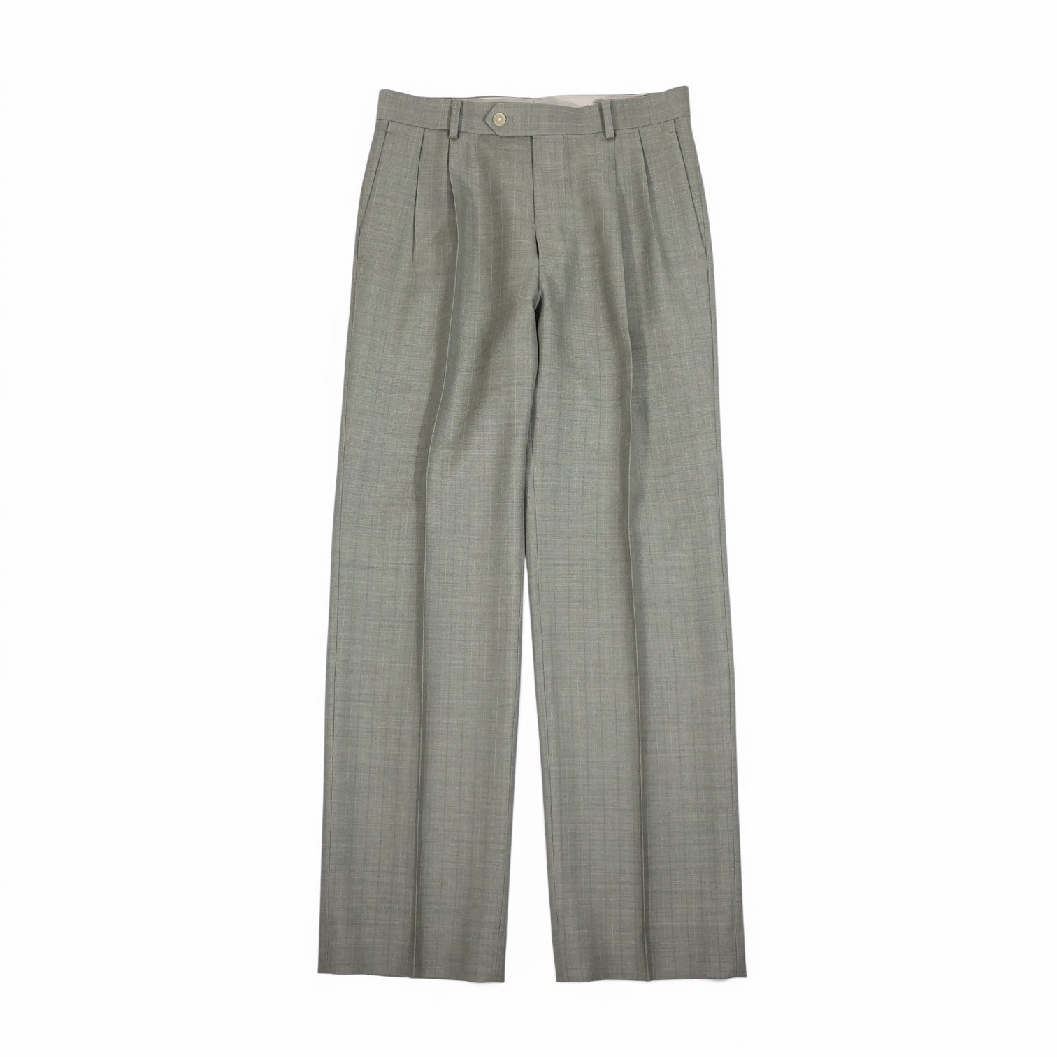 AURALEE 「BLUEFACED WOOL TWO-TUCK SLACKS / KHAKI GRAY STRIPE