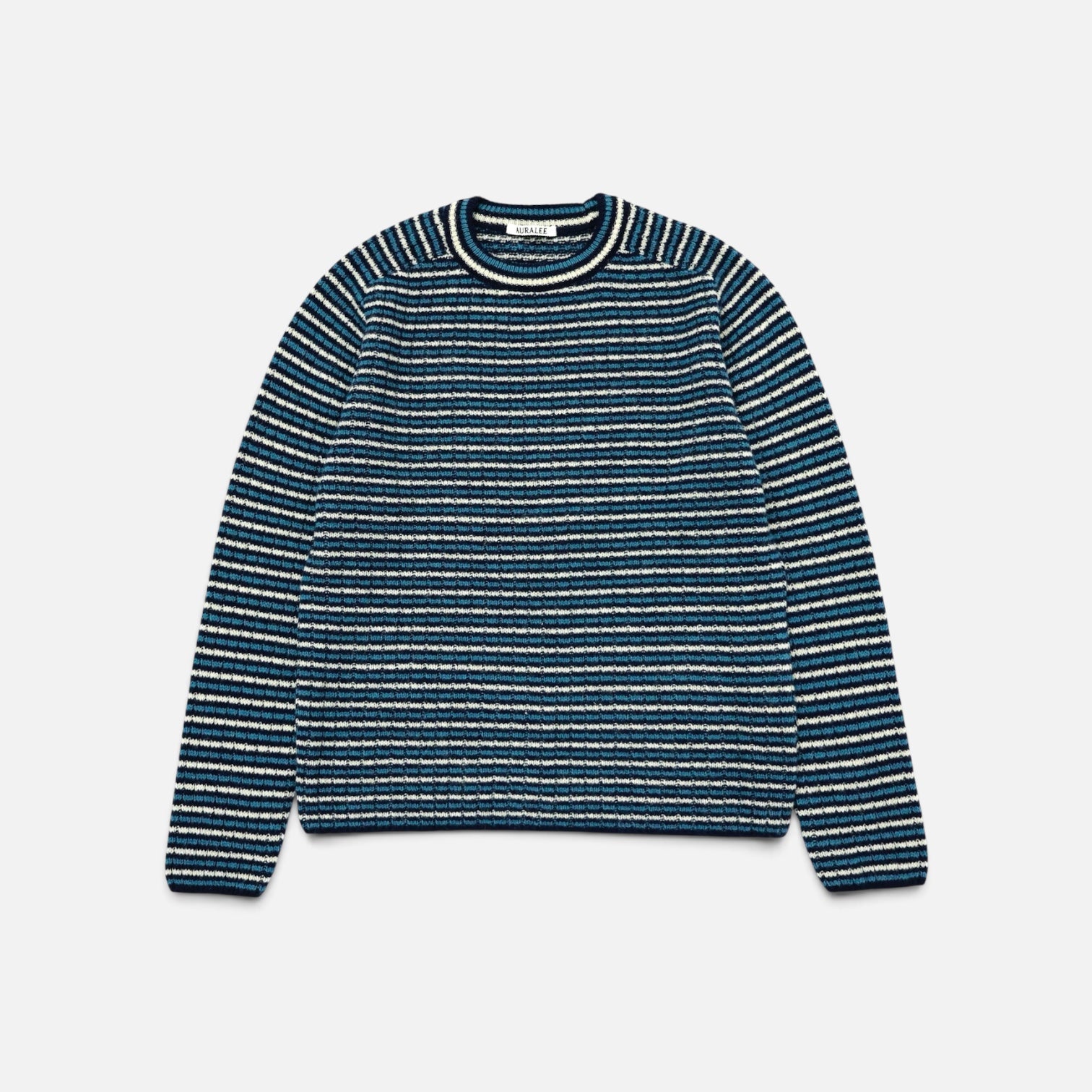 AURALEE「SHETLAND WOOL CASHMERE RIB KNIT P/O - NAVY STRIPE」 – SISTER