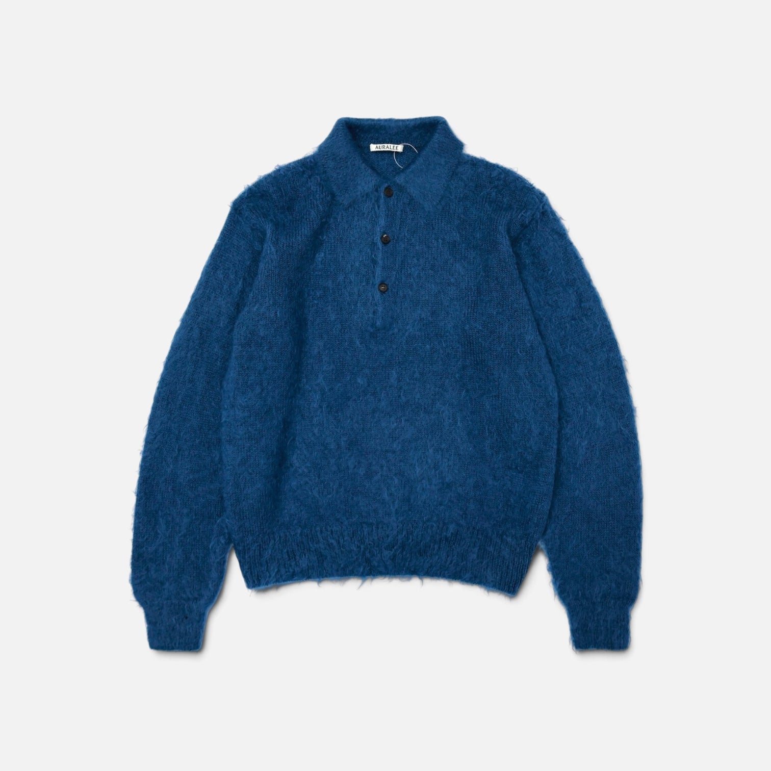 AURALEE「BRUSHED SUPER KID MOHAIR KNIT POLO / LIGHT NAVY」 – SISTER