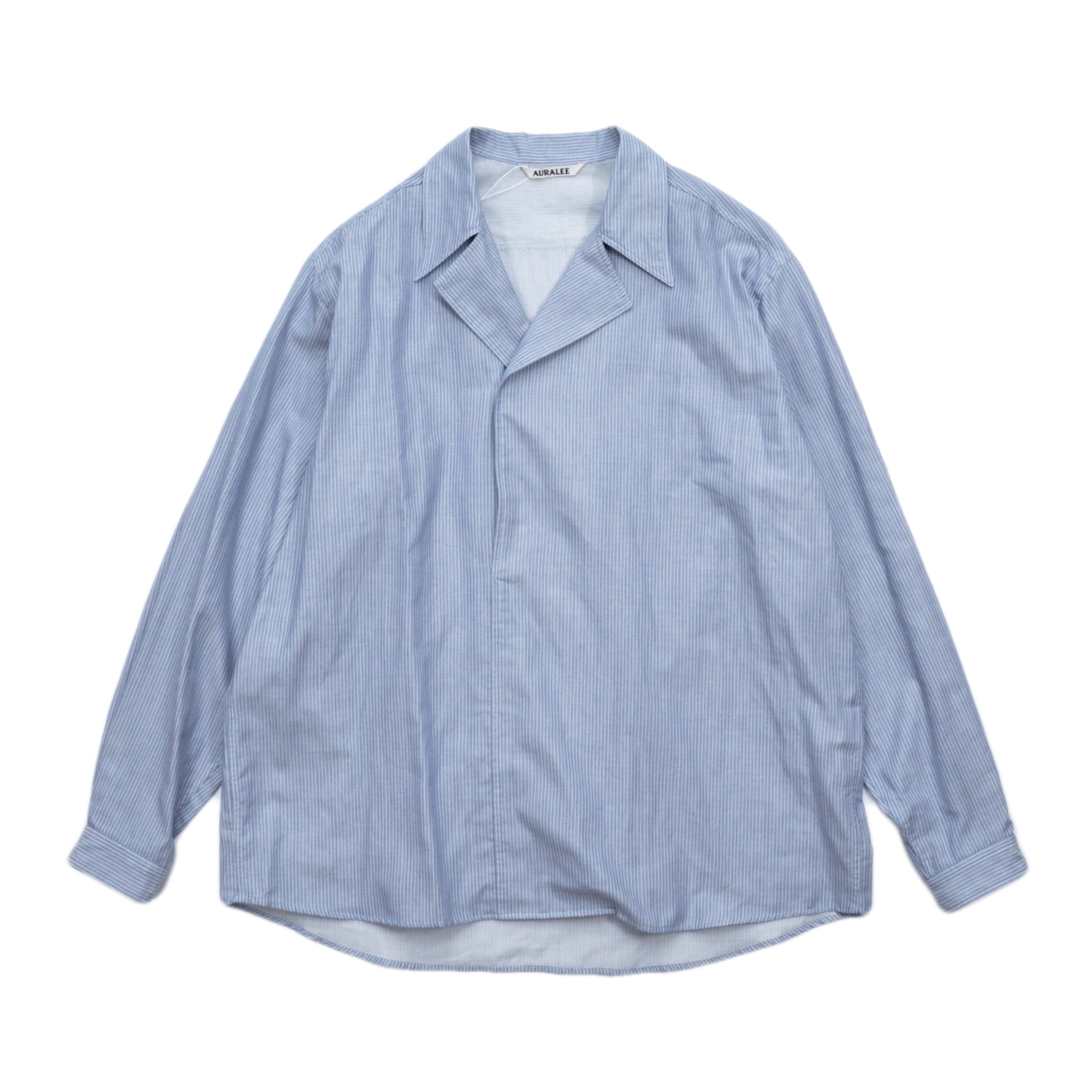 AURALEE 「GIZA LIGHT WEIGHT DOUBLE-CLOTH P/O SHIRTS – BLUE STRIPE」 – SISTER