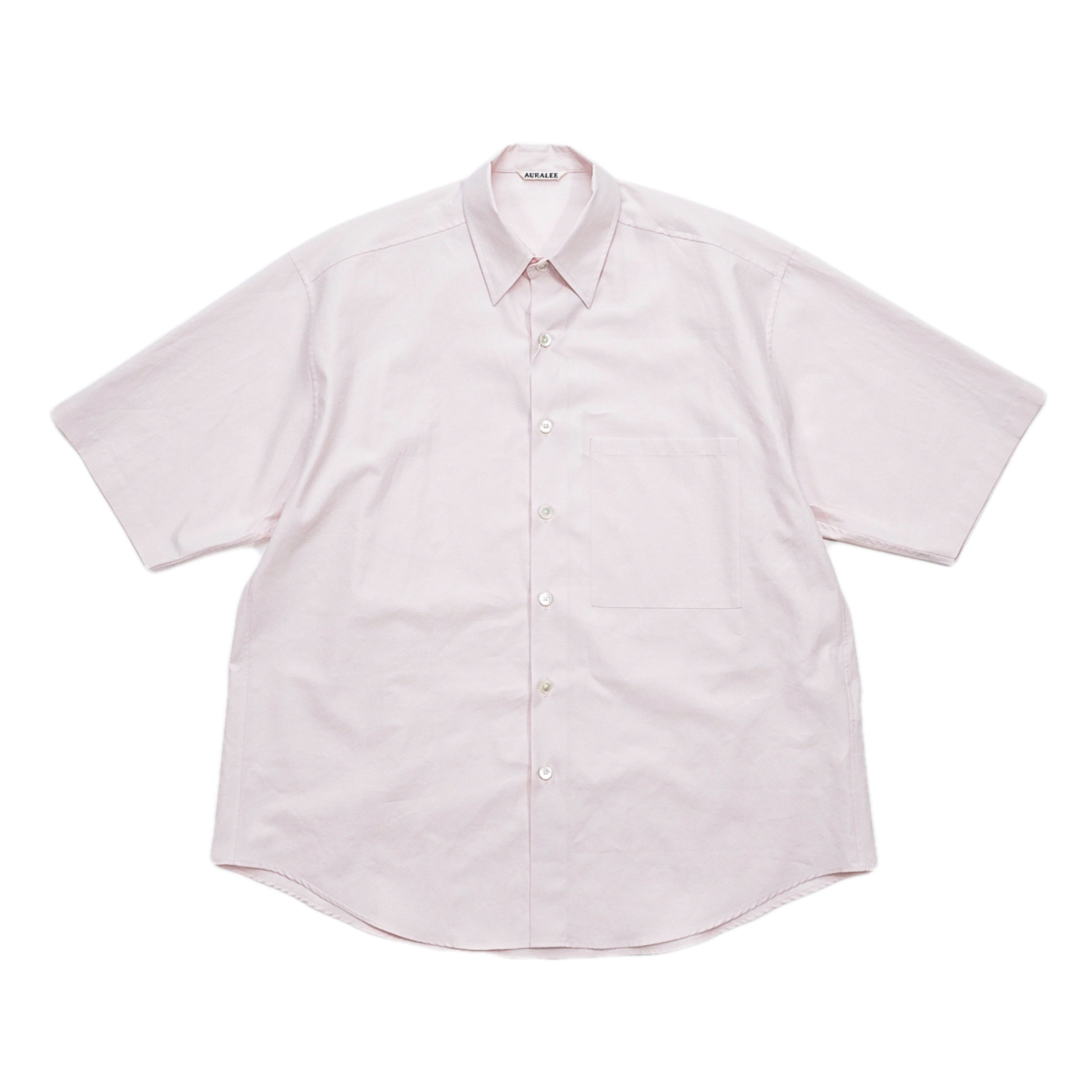 AURALEE 「WASHED FINX TWILL BIG HALF SLEEVED SHIRTS / LIGHT PINK