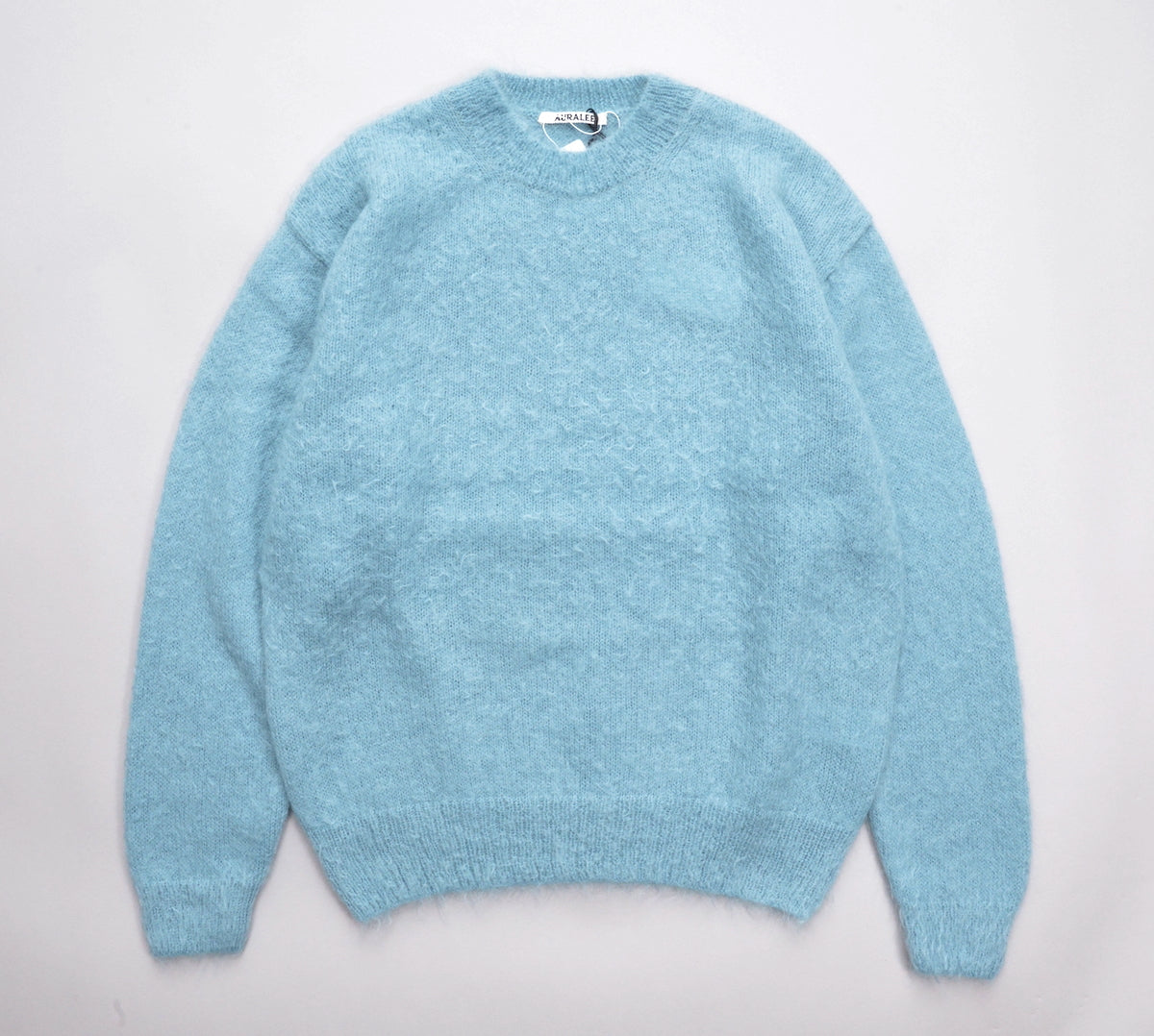 Auralee Brushed Cashmere Cotton Knit Pullover in Royal Blue