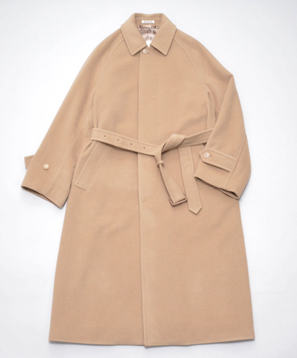 AURALEE 「 CASHMERE WOOL MOSSER SOUTIEN COLLAR COAT / CAMEL BEIGE