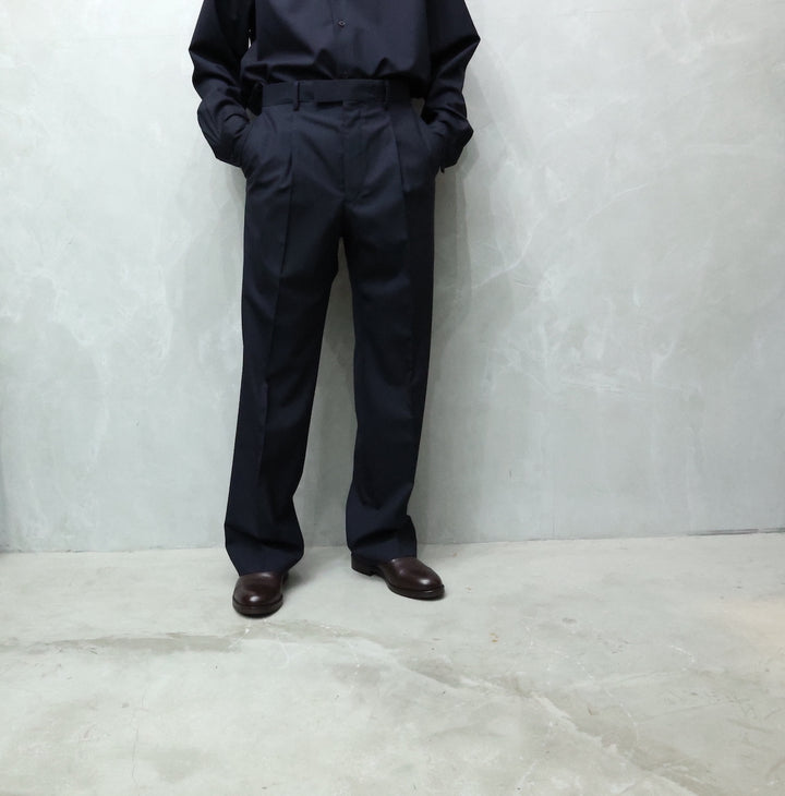 Auralee Super Fine Tropical Wool Slacks in Dark Navy