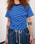 CAMIEL FORTGENS 「21.01.04.03 TWISTED NORMAL TEE RIB JERSEY BLUE/BLACK/WHITE STRIPES」