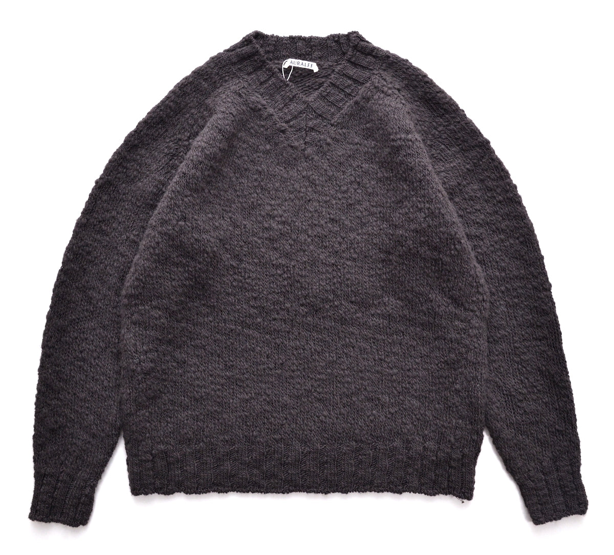 Wool Slubs AURALEE 「 WOOL SLUB KNIT V-NECK P/O / DARK BROWN 」 – SISTER